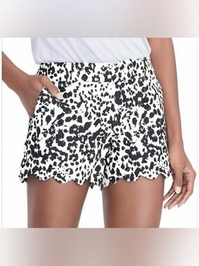 J. Crew Black and White Scalloped Hem Printed Shorts